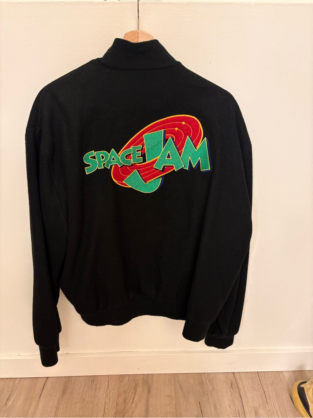 Vintage Space Jam Warner Bros Original Wool Bomber Jacket - Size Large